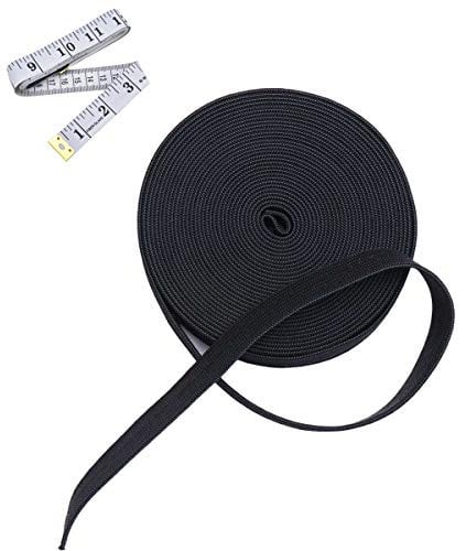 Cloaacsois 5M Weiß/Schwarz Gummiband Elastisches Band Elastische Schnur Gummibänder für Nähen und Haushalt DIY Handwerk 15mm breit (Schwarz, 5MX15MM)