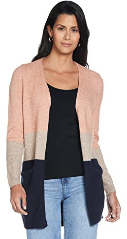 ONLY Queen L/S Long Cardigan Knt Noos Cardigan Donna, Rosa (Misty Rose Stripes//Night Sky), Small