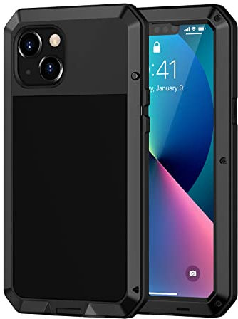 Lanhiem für iPhone 13 Mini Hülle (5.4), iPhone 13 Mini Case 360 Grad Outdoor Schutzhülle Stoßfest Metall Ganzkörper Panzerhülle Staubdicht Heavy Duty Case mit Eingebautem Displayschutz, Schwarz