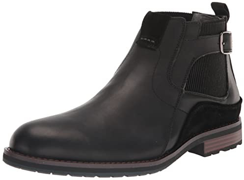 STACY ADAMS Stivali da uomo Oskar con fibbia Chelsea, Crazyhorse nero, 47 EU