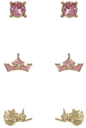 Disney Princess Sleeping Beauty Set di orecchini trio rosa e oro SH00703YRPL, Misura unica, Zinco, Nessuna pietra preziosa