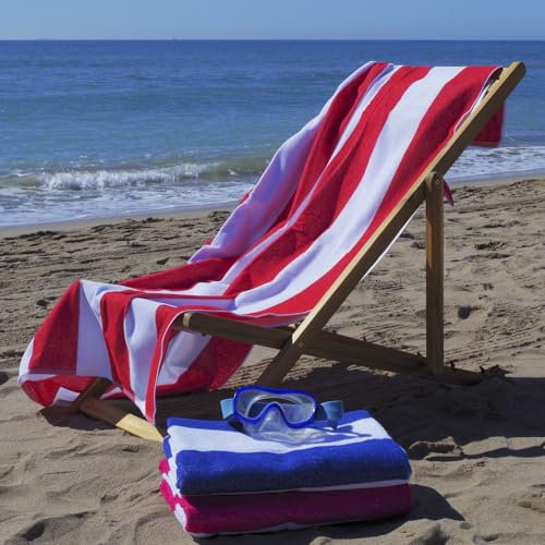 10XDIEZ Toalla Playa 100% algodón (Rojo - 100x160cm)