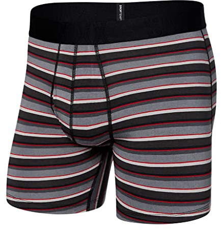 SAXX Men’s Underwear - DropTemp Cooling Cotton Boxer Brief with Built-In Pouch Support and Fly – Soft, Breathable and Moisture Wicking, College Stripe-Grey,Small