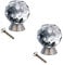 Roseley Crystal Glass Cupboard Knobs Clear Wardrobe Drawer Cabinet Handles for Kitchen Bathroom Bedroom Round Shape Easy Grip [Set of 2]