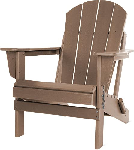 normani Original Adirondack Stuhl - Klappbarer Gartenstuhl in Holzoptik - Gemütlicher Gartensessel aus stabilem, recyceltem und langlebigem HDPE - 150 Kg Traglast Farbe Hellbraun