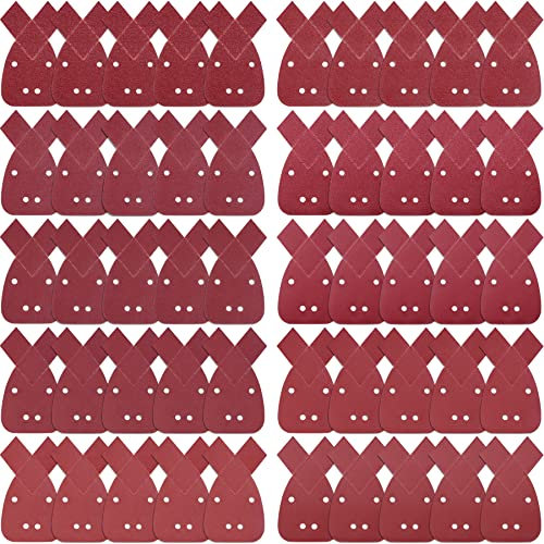 SIQUK 50 Pezzi Fogli Abrasivi Carta Vetrata Mouse Triangoli Abrasivi Grana 40/60/80/100/120/180/240/320/400/800 Carta Abrasiva per Levigatrice Mouse Black Decker Detail Palm