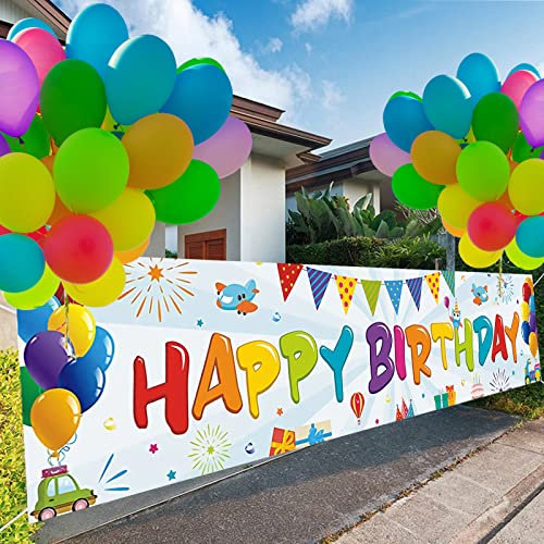 Geburtstagsfeier Dekorationen Banner für Jungen und Mädchen,Daypicker 30pcs Bunt Luftballons Mit Extra Lange Geburtstag Dekoration Geburtstagsfeier Geburtstag Banner 250×50cm (98.5×19,7 Zoll)