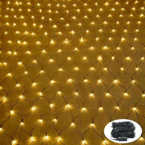 NAIZY Rete Luminosa a LED 3M x 2M 250 LEDs Tenda Luci di Netta 8 Modalità Fata di Luce a Rete per Natale, Matrimoni, Feste - Bianco Caldo