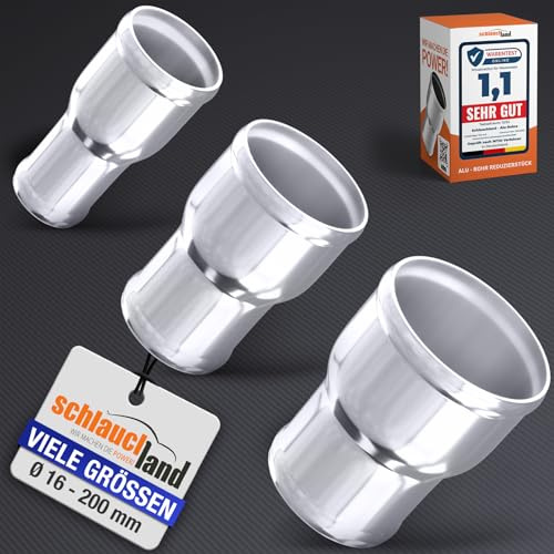 2 Stück | ALU-ROHR Reduzierstück AD-Ø 25-19mm Reduzierer poliert | AUSWAHL 1-10 Stück & GRÖSSE 13-200 mm | Reduzierung Aluminium Rohr Motor KFZ LLK Turbo Kühler Schlauch-Verbinder Adapter | PREMIUM