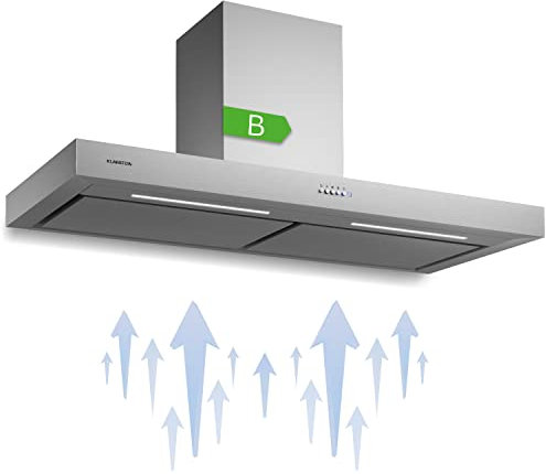 Klarstein Dunstabzugshaube 120cm Umluft/Abluft, Dunstabzugshaube für die Küche, Abzugshaube mit Filter, Dunstabzug mit Leistungsstarkem 546m³/h Luftstrom, Wandhauben mit LEDs, Dunstabzugshauben 120cm