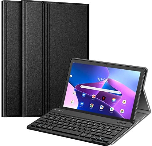 FINTIE Tastatur Hülle für Lenovo Tab M10 (3. Gen) Tablet 10,1 TB328 2022, Slim Schutzhülle mit magnetisch Abnehmbarer QWERTZ Bluetooth Keyboard, Nicht für M10 Plus (3. Gen) 10,6, Schwarz