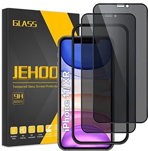 JEHOO Verre Trempé Anti Espion pour iPhone 11/ XR 6.1 Pouce, [2 Pièces][Confidentialité Protection][Dureté 9H][Antichoc Anti Rayure Vitre] Film de Protection Écran pour iPhone 11/ XR