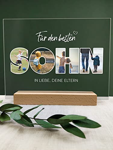 Sohn Geschenk Acryl Foto Geschenk - Personalisierte Geschenke, Familien Geschenk, persönliches Geschenk, Fotoalbum aus Glas, Fotogeschenke, Eigenes Foto, die schönsten Momente - Sohn Geschenke