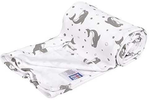 Kaarsgaren Kinderwagendecken für den Sommer, Babydecke, Kuscheldecke, Erstlingsdecke, Sommerdecke (Grauer Delphin, 70 x 100 cm)