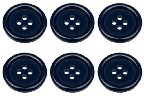 MANDITTIONS 6 Stück dunkelblaue runde Nähknöpfe, 20 mm, flach, 4 Löcher, Kunststoff