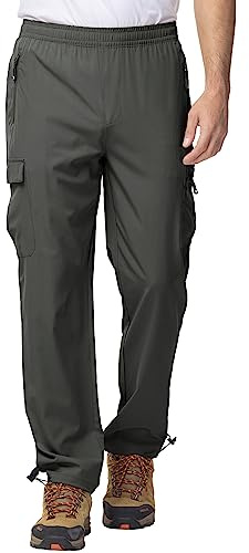 YSENTO Herren Wanderhose Outdoorhose Trekkinghose Sommer Leichte Atmungsaktiv Schnell Trockend Funktionshose Wasserdicht(Dunkelgrau,M)