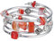FULU AUTUMN Damen Boho Armband mit Mehrschichtiges Perlen Silber Wickelarmband Modeschmuck Geschenke zum Geburtstag und Muttertag für Frauen(19-Red)