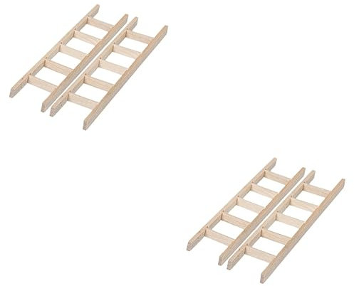 Yardwe 4 Stück Puppenhausleiter Strickleiter Miniaturen Zum Basteln Mini-Zwerge Minigarten Springende Spinne Miniatur-hausmöbel Mini-trittleiter Weiße Möbel Kleine Holzleiter Hölzern