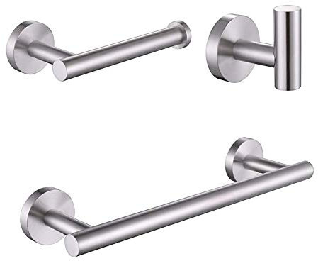 YUNYODA Toallero de Acero Inoxidable 3 en 1, Toallero de Pared para Baño y Cocina, Soporte para Toallas de baño, Soporte para Toallas de Baño Soporte para Toallas Moderno Mate, 40cm, Plata