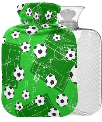 MCHIVER Grunge Fußball Fußball BAP Free Wärmflasche mit Bezug, 2 l, großer warmer Wasserbeutel zur Schmerzlinderung und Krämpfe