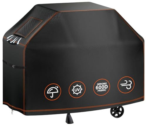 ZEWETO Wetterfeste Grillabdeckung - 600D wasserdichte BBQ-Abdeckung für Outdoor-Grills, robust & UV-beständig, Universell passend für Gas-, Holzkohle- und Elektrogrills 165x61x115cm