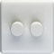 2 Gang Double 400W LED 2 Way Rotary Dimmer Switch White Light Dimming Plate - Decorative Metal Wall Plate