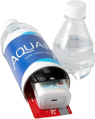 Omana Stash AquaFIN AQ23 - Botella de agua, 350 ml, plástico, aislada con compartimento secreto, seguro para desviaciones, transparente, modelo AQ23