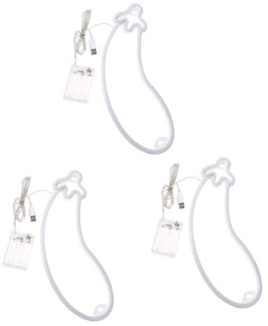 DOITOOL 3St Aubergine Neon Nachtlicht geführt kinder dekor wandleuchte Embleme Leuchtreklamen für die Wanddekoration Neonlicht USB schmücken Wandbehang das Schild Weiß