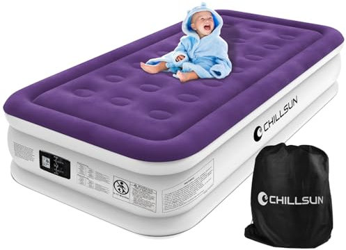 CHILLSUN Twin Air Mattress with Built in Pump for Guest & Home, 16 Inflatable Blow Up Mattress, Air Bed with Carrying Bag for Camping, Raised Elevated Double High Air Mattresses Foldable & Portable