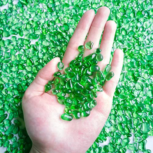 Keedolla Piedras de Cristal de mar Verde de 3 Libras para Acuario, Grava Pulida para pecera, Piedras Transparentes para pecera, Piedras de Vidrio Coloridas para decoración de jarrones, Acuario, Grava