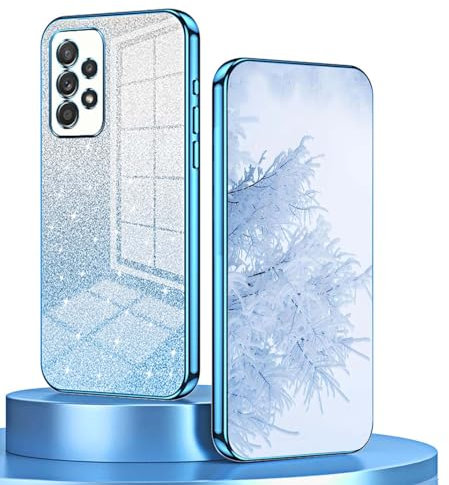 BORYA Hülle für Samsung Galaxy A53 5G, Ultra Dünn Stoßfest Premium Weiches TPU Silikon Handyhülle, Elegant Galvanisierter Schutzhülle mit Luxus Gradient Glitzer Karte, Blau