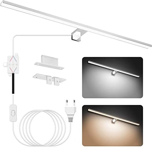 NIORSUN LED Lampara Espejo Baño 18W 80cm Temperatura de Color Dual 4000K 6000K, 2000lm Lampara Baño, Apliques Espejo de Baño Impermeable IP44, Se Pueden Instalar en Espejos/Gabinetes/Paredes