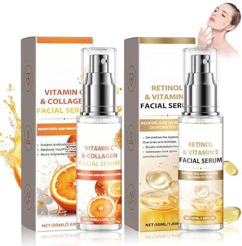 Vitamin C Serum Korean+Retinol Serums, Anti Age Serums, Feuchtigkeitsspendendes Gesichtsserum Frauen, Collagen Serum für Gesicht