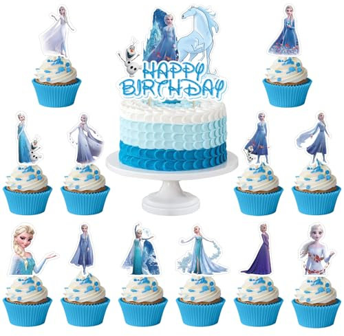 UdacA 49 Stück Prinzessin Cupcake Topper, Frozen Cupcake Geburtstagsdeko für Tortendeko, Cartoon Cupcake für Kuchendekoration, Muffin Deko, Kinder Geburtstag Party