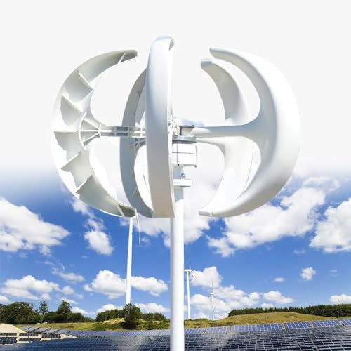 Generador de Turbina Eólica de 10000W, 12V/24V/48V/110V/220V, Generador Vertical de Viento de 5 Aspas, Generador de Imán Permanente de Ca Trifásico con Controlador, para Hogar/Barco,White12V
