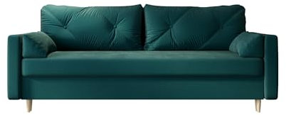 roe furniture Schlafsofa 228x90x88 cm - Sofa mit Schlaffunktion - Schlafcouch mit Bettkassen - Couch für Wohnzimmer - Kollektion Astra - Türkis