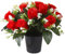 Etomvoop Fleur funéraire artificielle en pot 12 têtes de rose artificielles en soie réaliste pour funérailles commémoratives, cimetière, décoration de Noël, avec vase