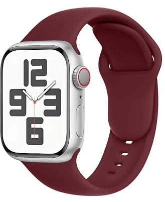 SRena SBC1 pour Bracelet Apple Watch Ultra 2/Ultra/SE/Series10 9 8 7 6 5 4 3(49mm 46mm 45mm 44mm 42mm 41mm 40mm 38mm) Sport,Femme-Style Original&Compatibilité Universelle,Rouge Bordeaux