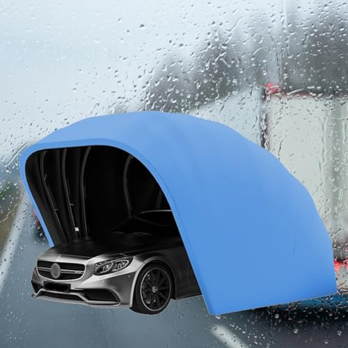 yjnhxns 18x8,2x7,6ft Hochleistungs-Carport, extra großer Außenunterstand, mobiler, zusammenklappbarer, halbautomatischer Auto-Überdachungsschutz, Carport aus Edelstahl(Blue)