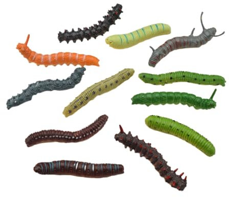 GARVALON 24st Künstliche Raupe Bausatz Plüsch Raupe Gefälschter Wurm Raupe Figur Spielzeug Raupe Plüsch Lebensechter Wurm Tiere Tierdekor Halloween-Figuren Spielzeug Ballon Plastik