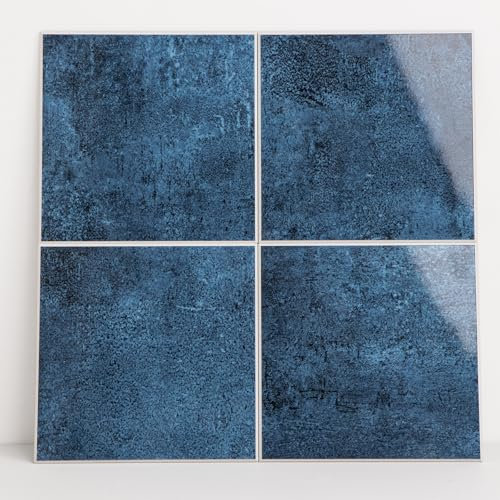 WalDecoo Fliesenaufkleber Metrofliesen Wandfliesen Fliesenfolie Klebefliesen selbstklebend Blau Quadrat für Küche Bad (22,9x22,9cm, 5 Stück)