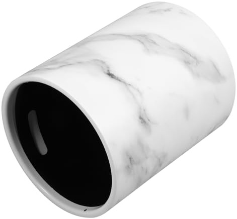 TOPBATHY 12l Marble Pattern Plastic Wastebasket for Bathroom and Kitchen, Sturdy Pp Material Trash Bin with Open Top Design, Not Easy to Break or Deform, White Colour Suitable for Home