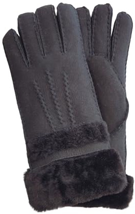 Infinity Leather Womens Sheepskin Suede Gloves with Roll Up/Down Cuff
