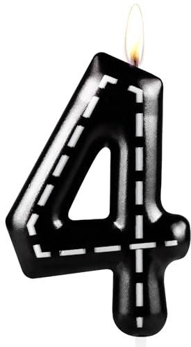 Zolunu Racing Car Geburtstag Kerze, Metallic Racing Car Themed 4 Geburtstag Kuchen Kerze, Nummer 4 Kerze, Geburtstagstorte Topper für Jungen Mädchen Kinder Party Dekorationen Zubehör