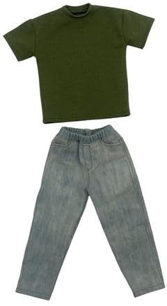 Luwecf 2-teiliges 1/6-Action-Figuren-Kleidungsset, kompletter Anzug, Kindergeschenke, Cosplay, stilvolle Hosen, T-Shirts für 12-Zoll-männliche Actionfiguren