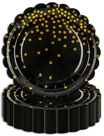 EVYIENEN 50 Stück Geburtstag Pappteller,17,8cm Happy New Year Partygeschirr Set,Silvester Tischdeko für Silvesters Dekoration Partyzubehör