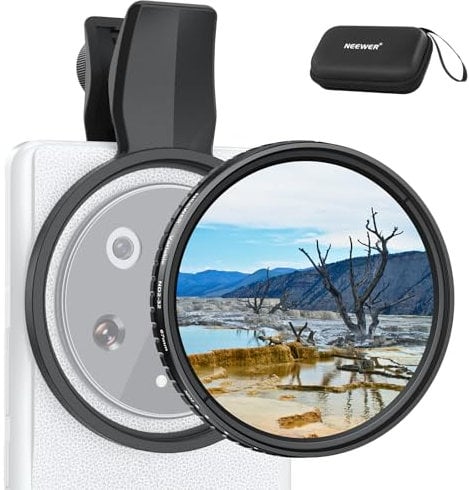 NEEWER 67mm Filtre ND Variable à Clipser pour Téléphone, ND2-32 1-5 Stops Densité Neutre Kit Accessoires Photographie pour Smartphone Android Caméra Compatible avec Samsung Google Pixel Huawei, FL-B21