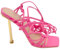 Sandali Alti Donna in Pelle Fucsia Lacci alla Schiava Incrocio all'avampiede con Tacco a Spillo Oro 12 cm (38 EU)