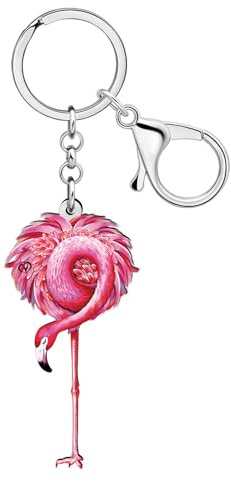 RAIDIN Acryl Rosa Flamingo Geschenke für Damen Mädchen Niedlich Anime Vogel Schlüsselbund Schlüsselanhänger Schmuck für Autoschlüssel Geldbeutel Rucksack Zubehör (Koralle)