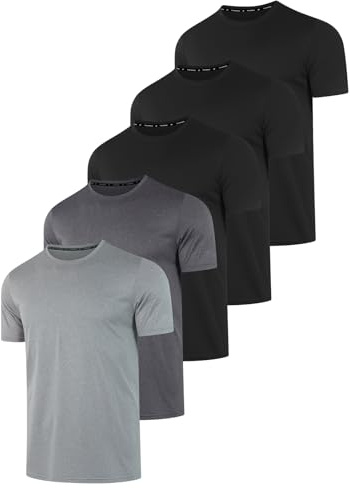 DEHORU 5er Pack UPF 50+ Sport Tshirts Herren Kurzarm | UV Shirt Sonnenschutz Fitness Sportshirt Schnelltrocknend Atmungsaktives Funktionsshirt Laufshirt Trainingsshirt